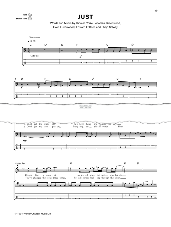 Produktgalerie: Seite 1 von 1 Just, Radiohead, E-Bass