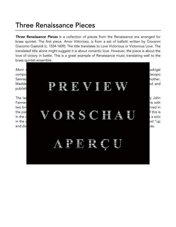 Produktgalerie: Seite 4 von 11 The Renaissance Dances, , (Blechbläse Quintett)