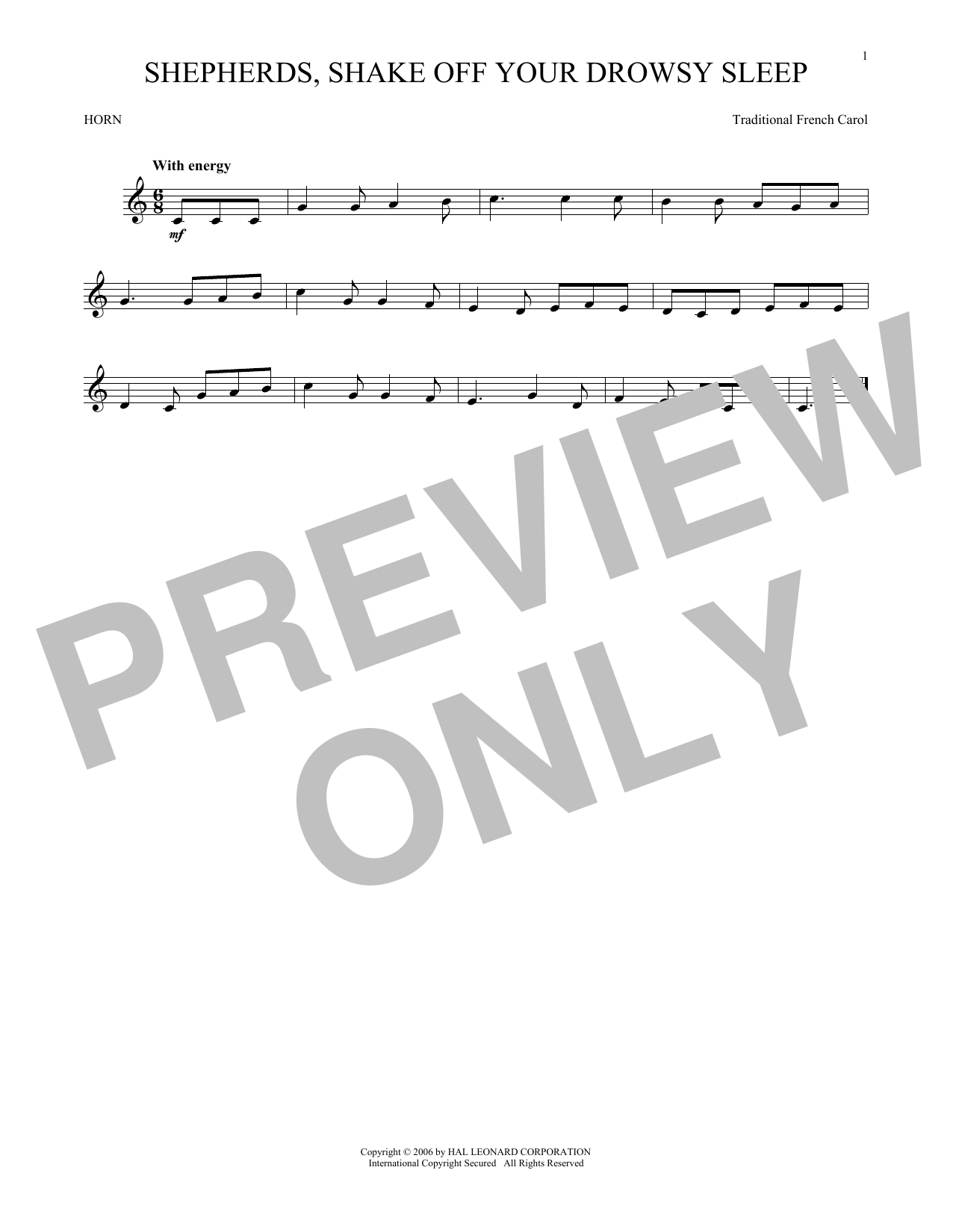 Produktgalerie: Seite 1 von 1 Shepherds, Shake Off Your Drowsy Sleep, Traditional French Carol, Horn