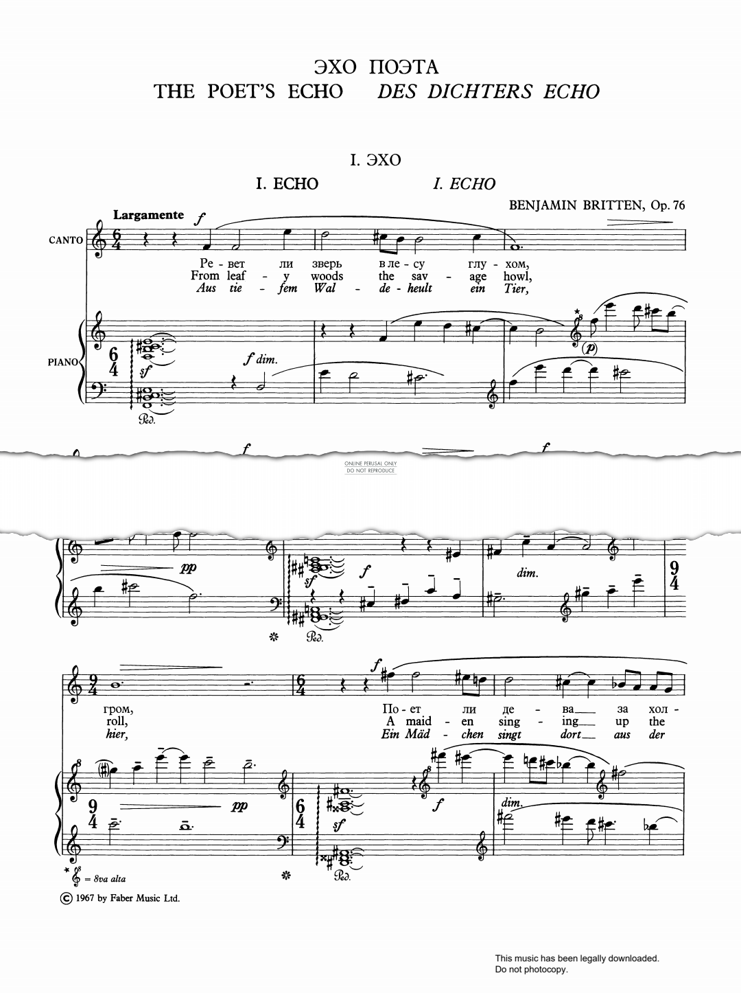 Product picture to: I. Echo (from 'The Poet's Echo Op.76')
