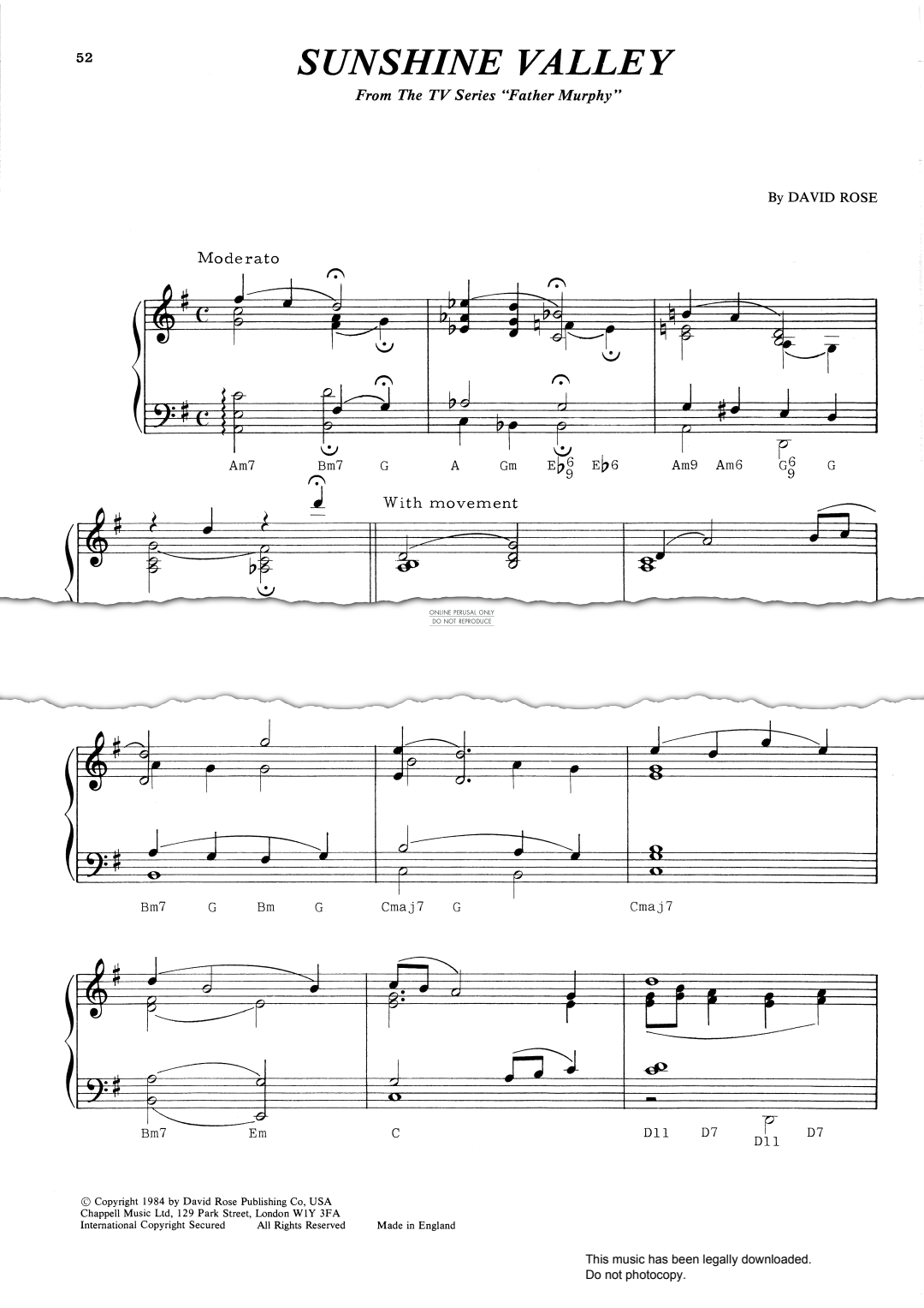 Produktbild zu: Sunshine Valley (from 'Father Murphy')