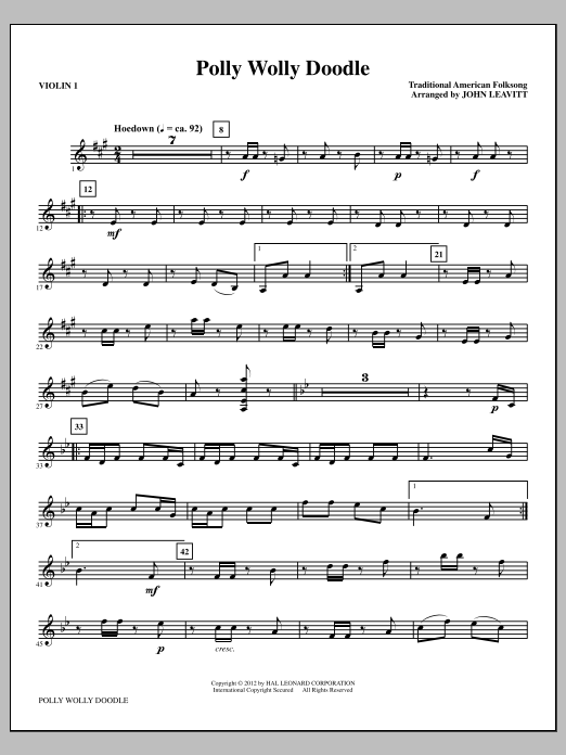 Produktbild zu: Polly Wolly Doodle - Violin 1