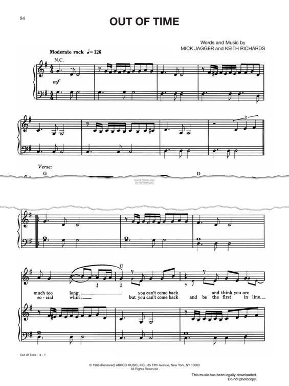 Produktgalerie: Seite 1 von 1 Out Of Time, The Rolling Stones, Gesang, Gitarre, Klavier