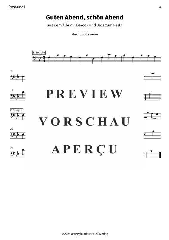 Product gallery: Page 6 of 7 Guten Abend, schön Abend - aus dem Album Barock und Jazz zum Fest, , (Duet 2x trombone)