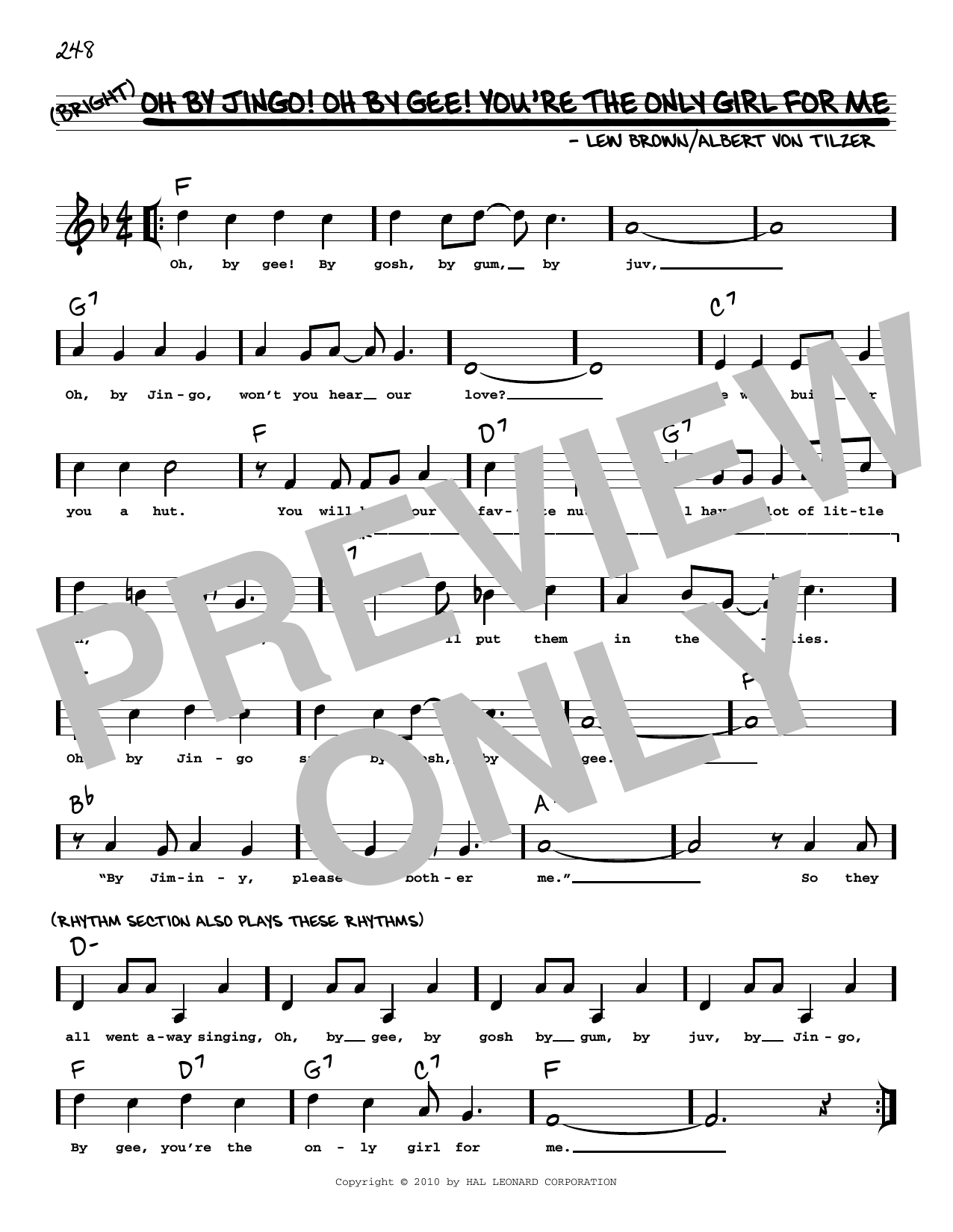 Produktbild zu: Oh By Jingo! Oh By Gee! You're The Only Girl For Me (arr. Robert Rawlins)