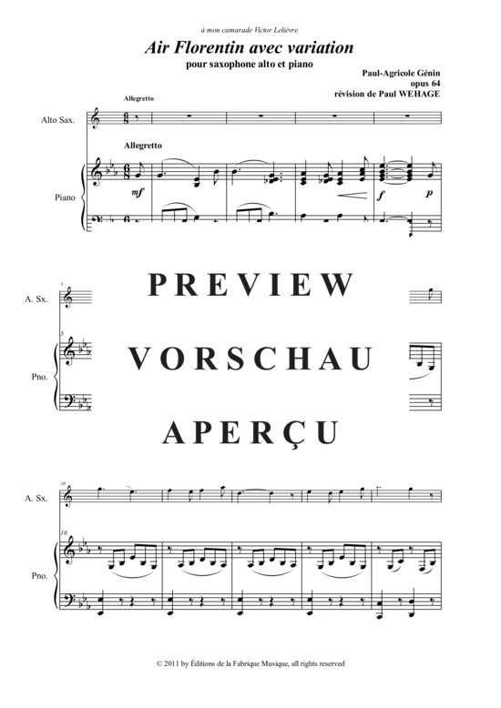 gallery: Air Florentin avec variation, opus 65 , , (Alt-Saxophon + Klavier)
