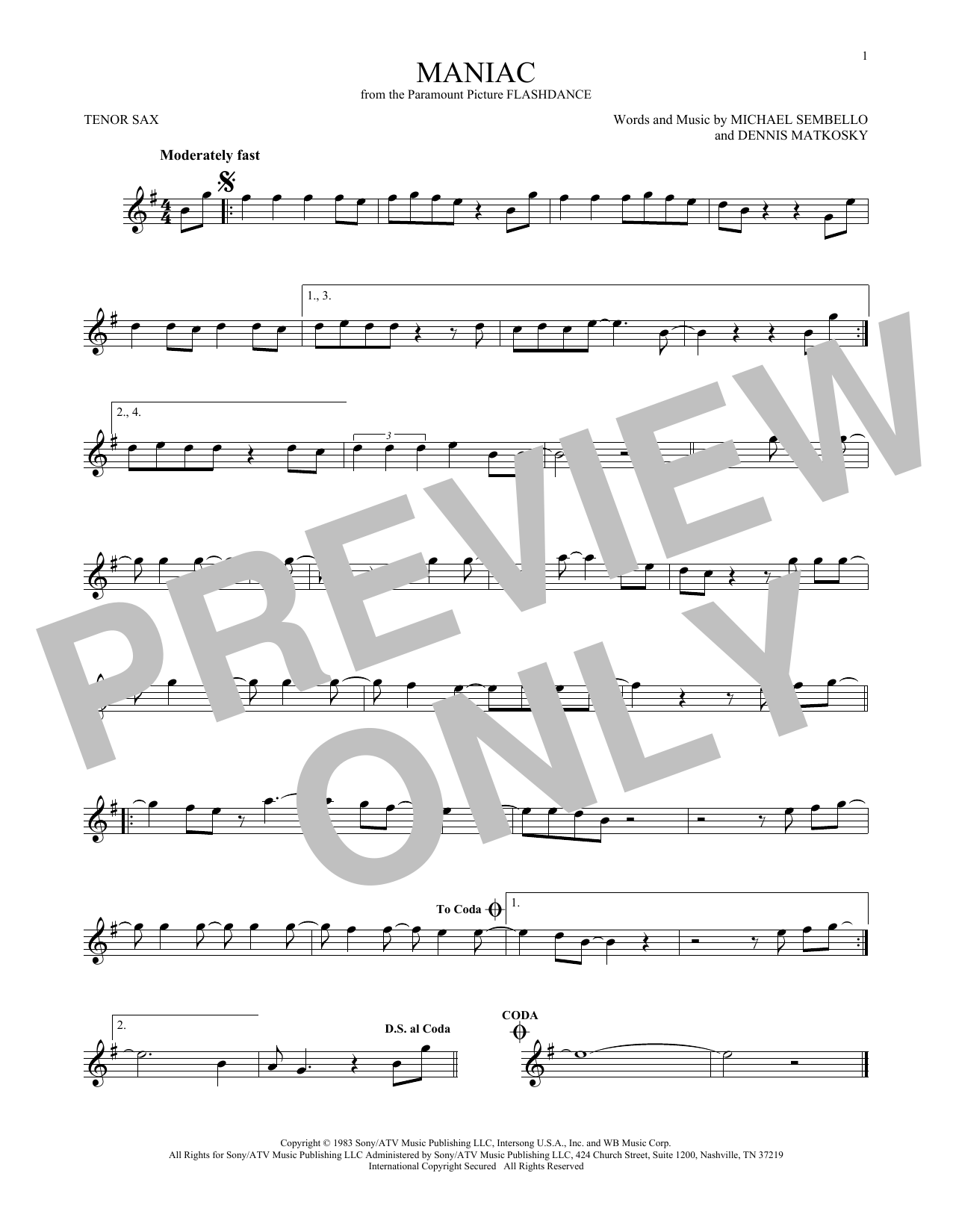 Product gallery: Page 1 of 1 Maniac, Michael Sembello