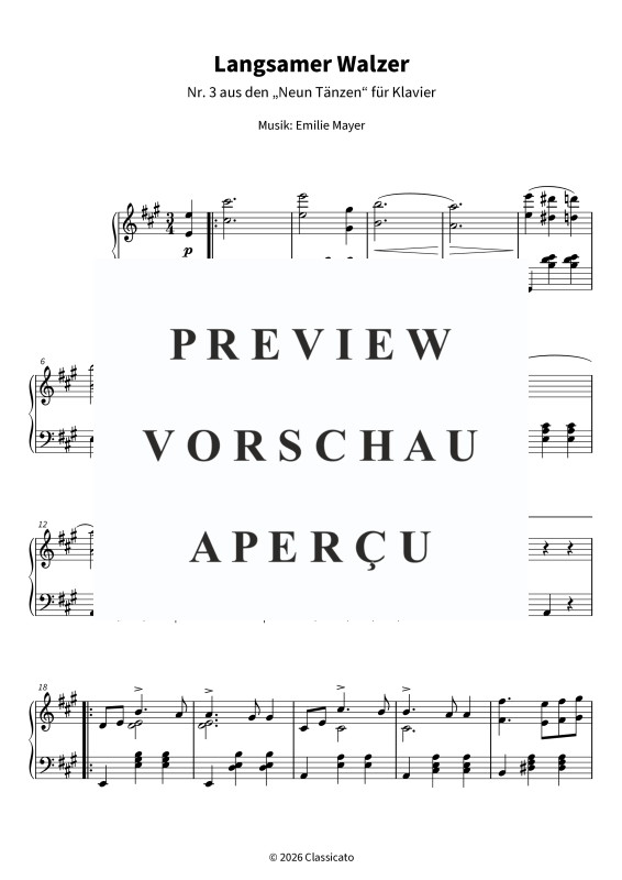 Produktgalerie: Seite 5 von 7 Langsamer Walzer - Nr. 3 aus den Neun Tänzen für Klavier, , Klavier Solo
