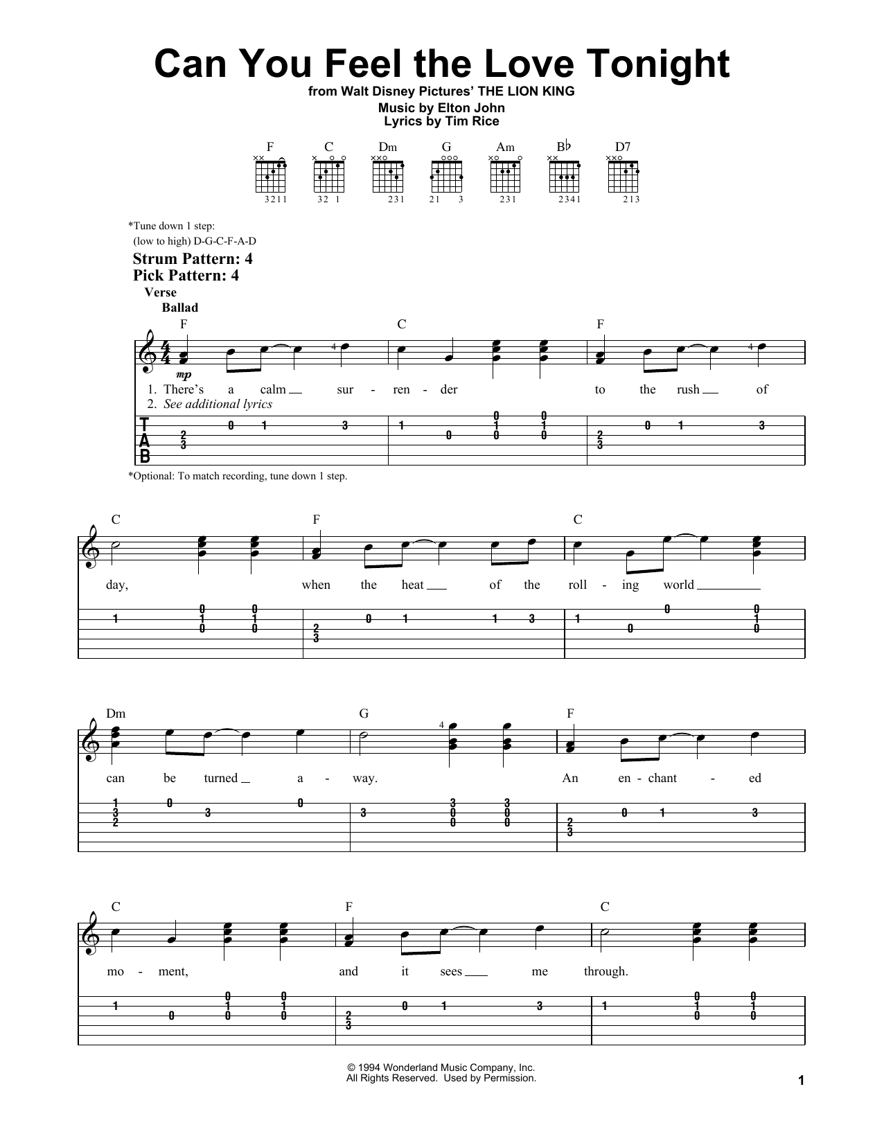 Product gallery: Page 1 of 1 Can You Feel The Love Tonight (from The Lion King), Elton John