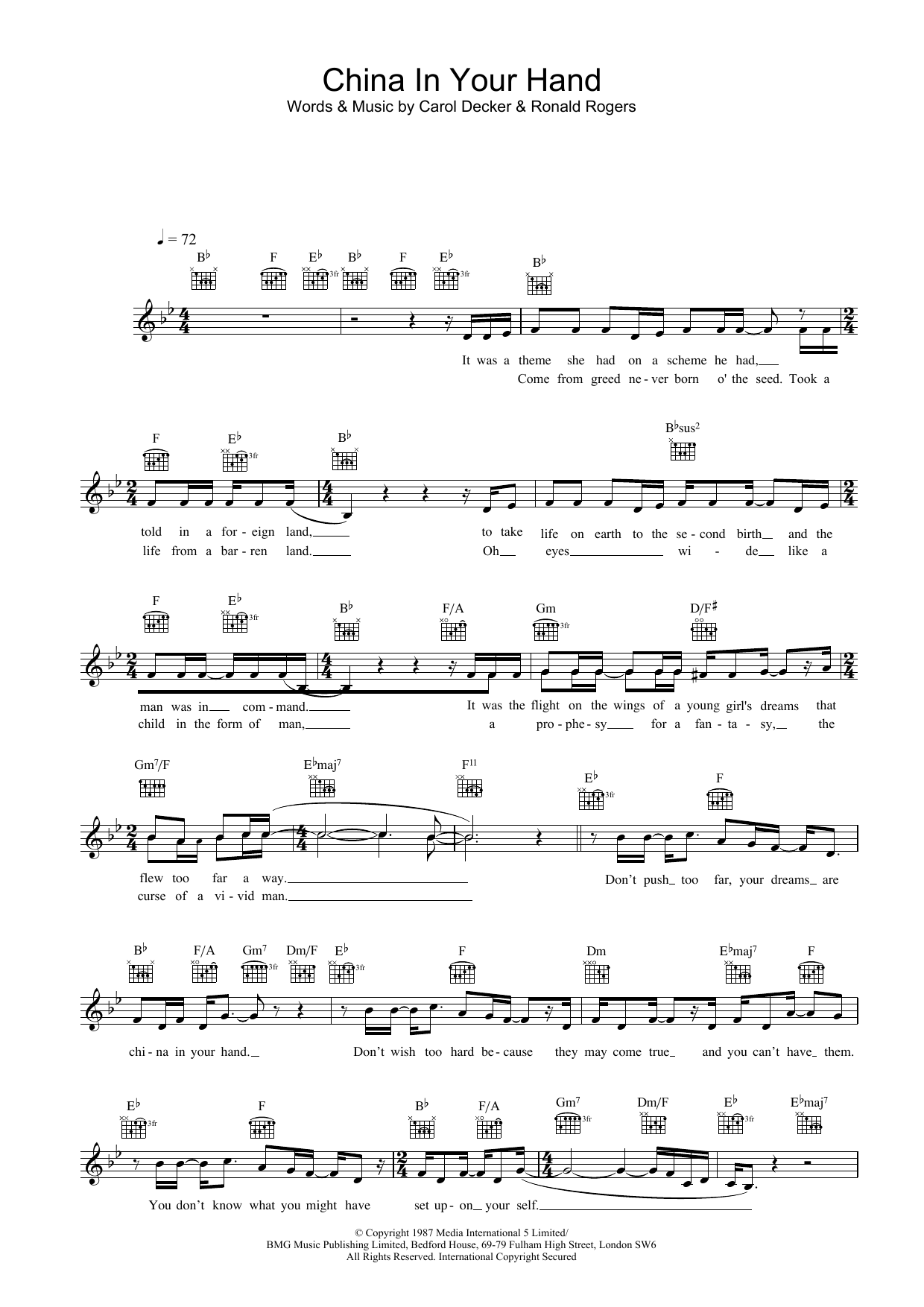 Produktgalerie: Seite 1 von 1 China In Your Hand, T'Pau, Melodieinstrument