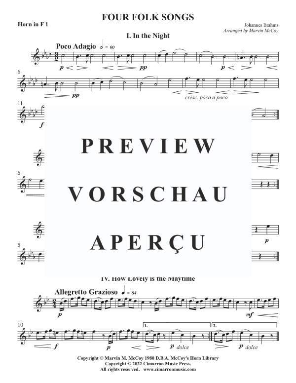 Product gallery: Page 7 of 10 Four Folk Songs, , Horn Quartet
