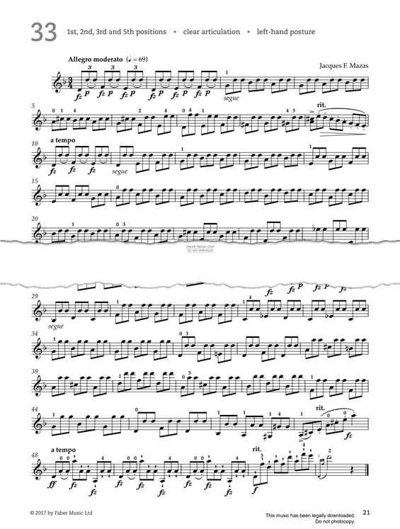 Produktgalerie: Seite 1 von 1 Study No.33 Allegro Moderato (from '80 Graded Studies For Violin Book One'), Jacques-Fereol Mazas, Violine