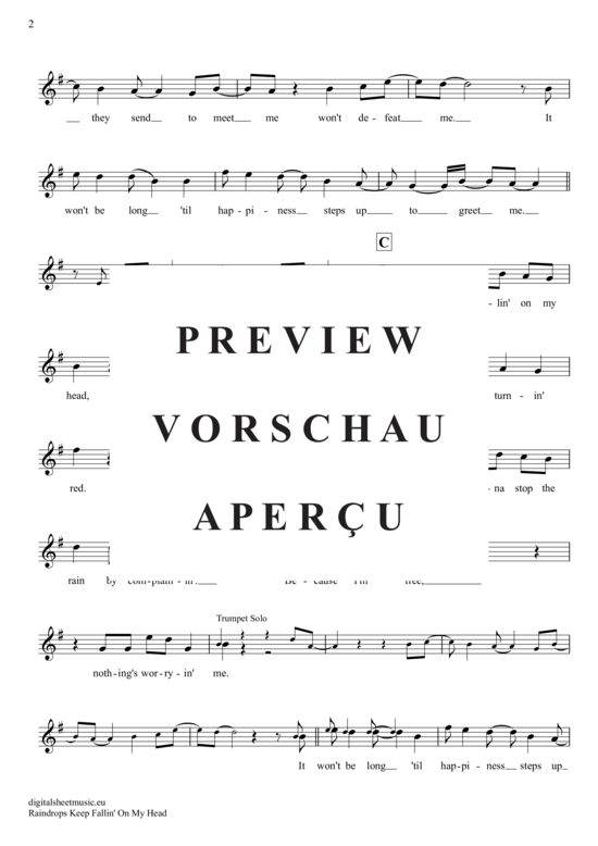 Produktgalerie: Seite 3 von 4 Raindrops Keep Fallin´ On My Head , Thomas, B. J., Trompete in B