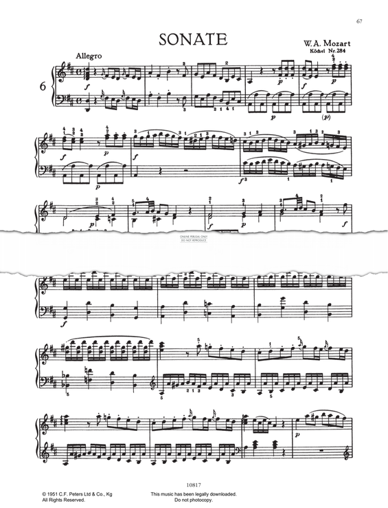 Produktgalerie: Seite 1 von 1 Piano Sonata No. 6 In D Major K284, Wolfgang Amadeus Mozart, Klavier
