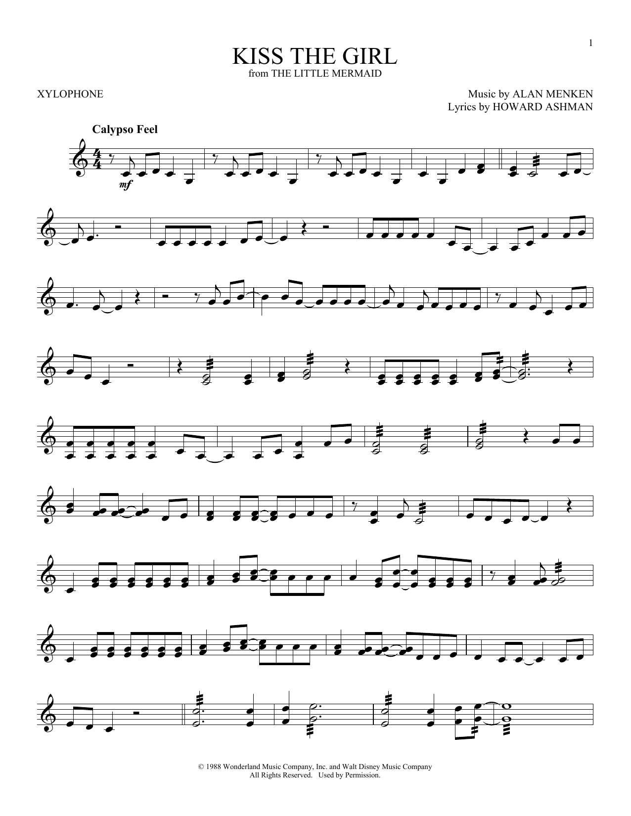 Produktbild zu:  Kiss The Girl (from The Little Mermaid) - Alan Menken & Howard Ashman