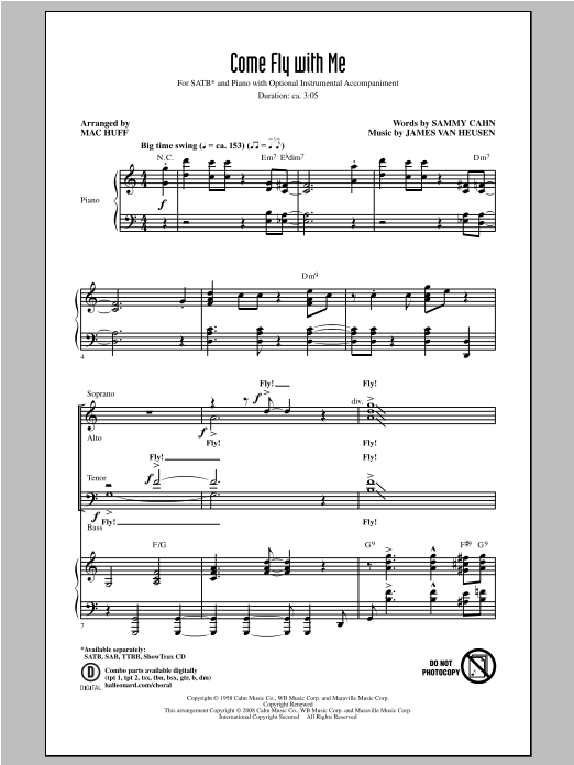 Product gallery: Page 1 of 1 Come Fly With Me (arr. Mac Huff), James Van Heusen