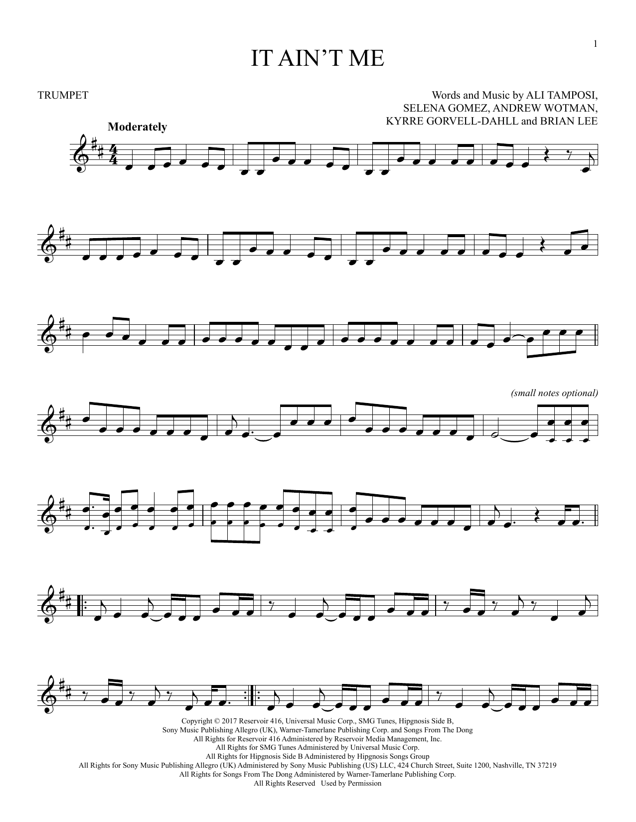 Produktgalerie: Seite 1 von 1 It Ain't Me, Kygo and Selena Gomez, Trompete