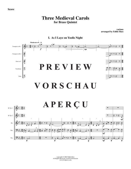 Produktgalerie: Seite 2 von 21 3 Medieval Carols , , (Blechbläserquintett)