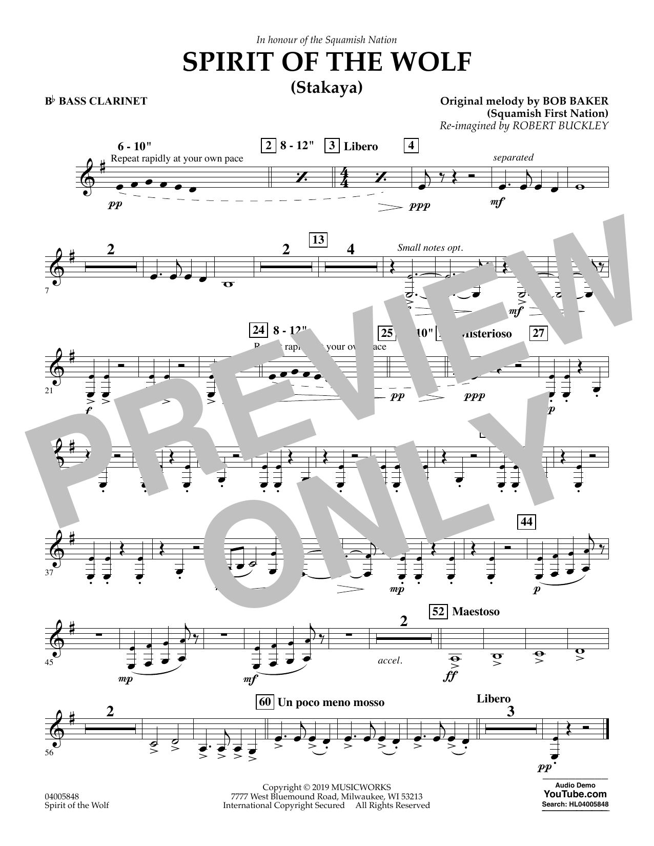 Product picture to: Spirit of the Wolf (Stakaya) - Bb Bass Clarinet