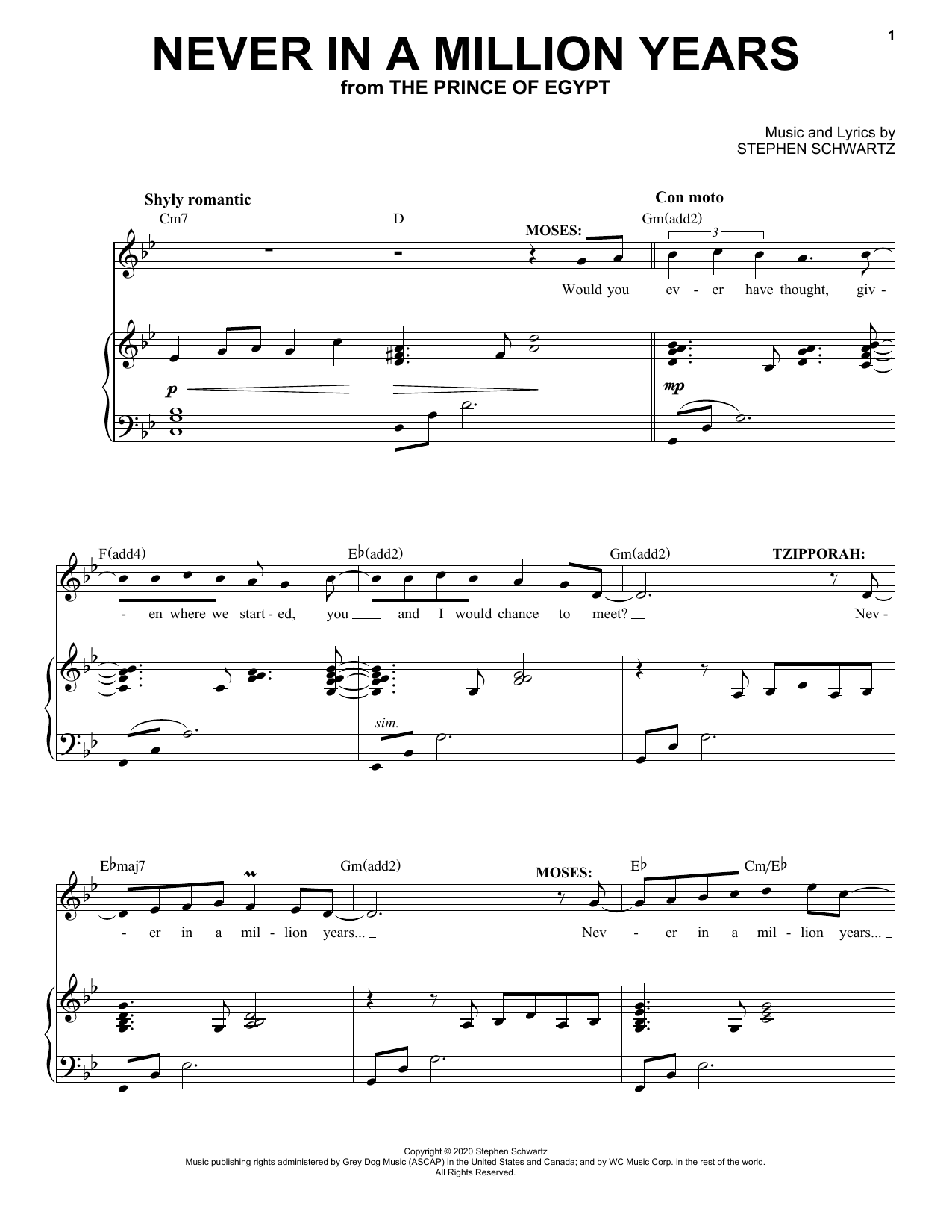 Produktbild zu: Never In A Million Years (from The Prince Of Egypt: A New Musical)