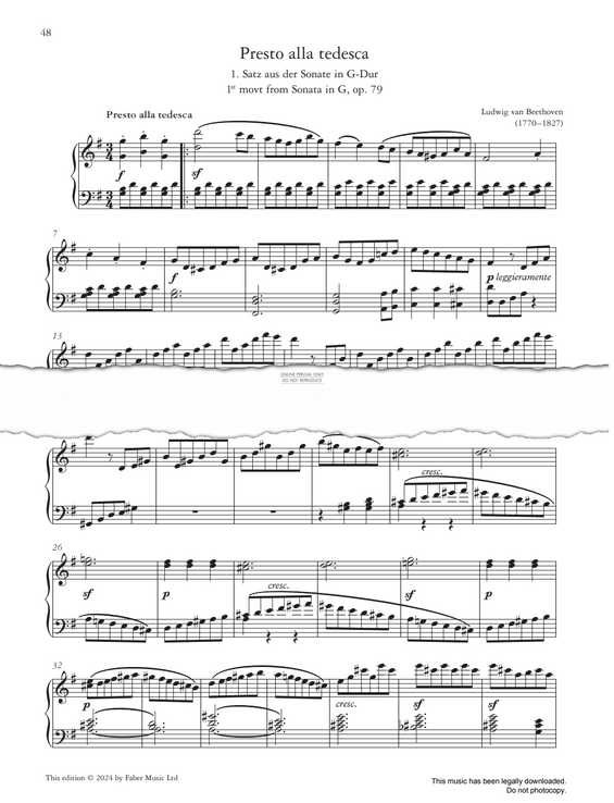 Produktgalerie: Seite 1 von 1 Presto alla tedesca (Sonata in G, op. 79), Ludwig van Beethoven, Klavier