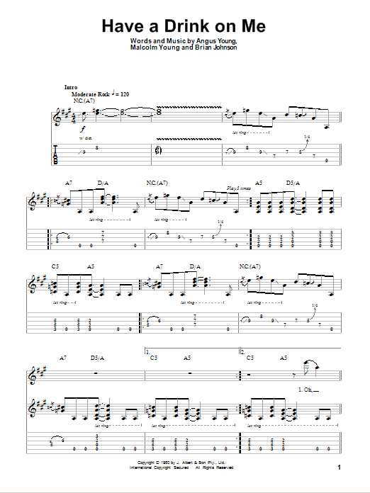 Produktgalerie: Seite 1 von 1 Have A Drink On Me, AC/DC, Gitarre