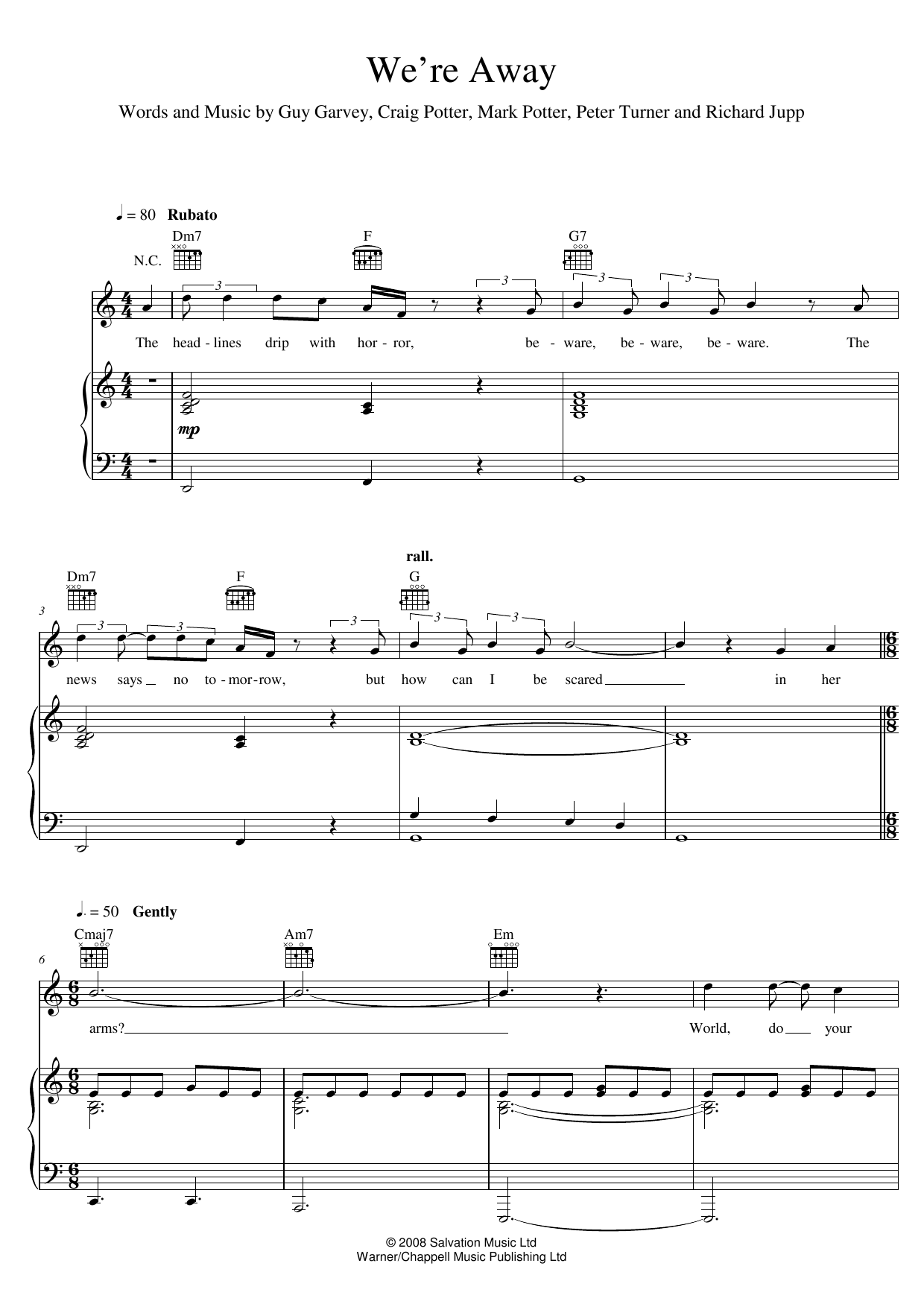 Produktgalerie: Seite 1 von 1 We're Away, Elbow, Gesang, Gitarre, Klavier
