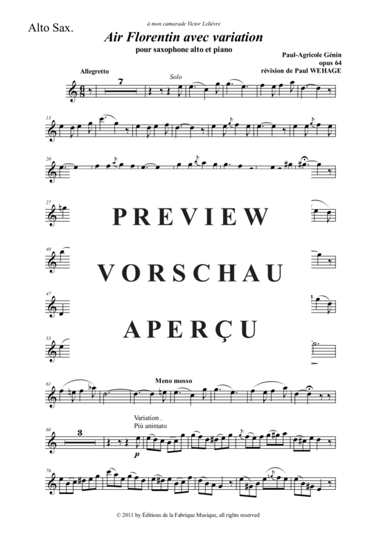 gallery: Air Florentin avec variation, opus 65 , , (Alt-Saxophon + Klavier)