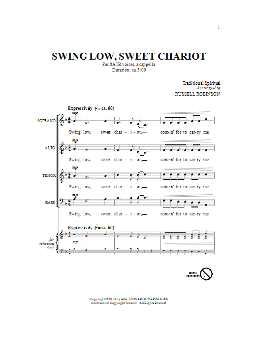 Product gallery: Page 1 of 1 Swing Low, Sweet Chariot, Russell Robinson