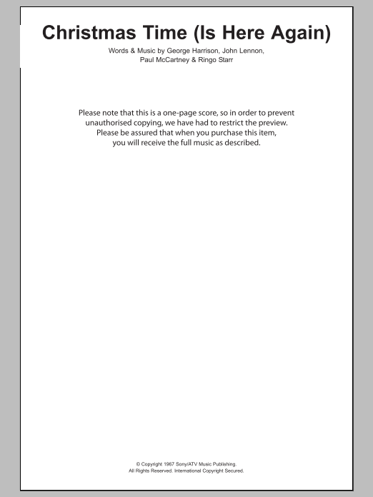 Product gallery: Page 1 of 1 Christmas Time (Is Here Again), The Beatles
