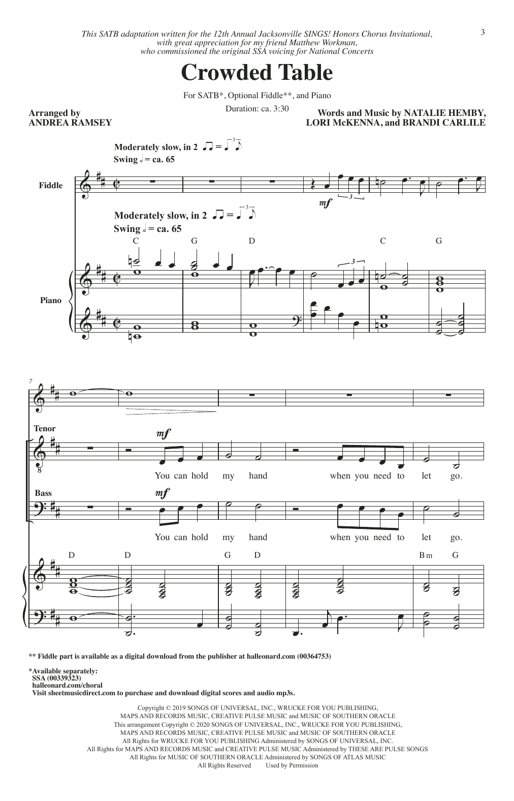 Product picture to: Crowded Table (arr. Andrea Ramsey)