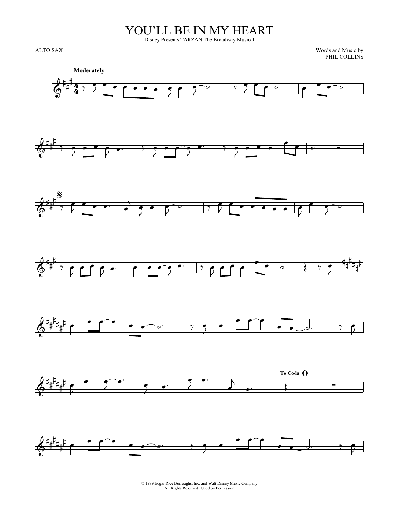 Product gallery: Page 1 of 1 You'll Be In My Heart (from Tarzan), Phil Collins
