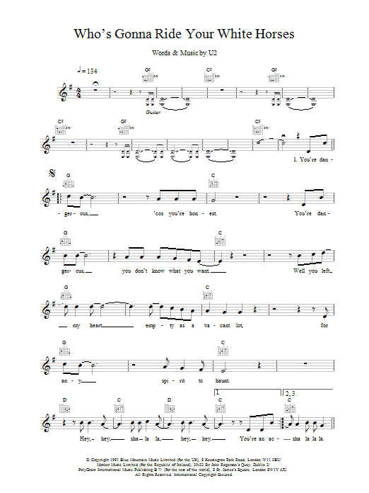 Produktgalerie: Seite 1 von 1 Who's Gonna Ride Your White Horses, U2, Melodieinstrument