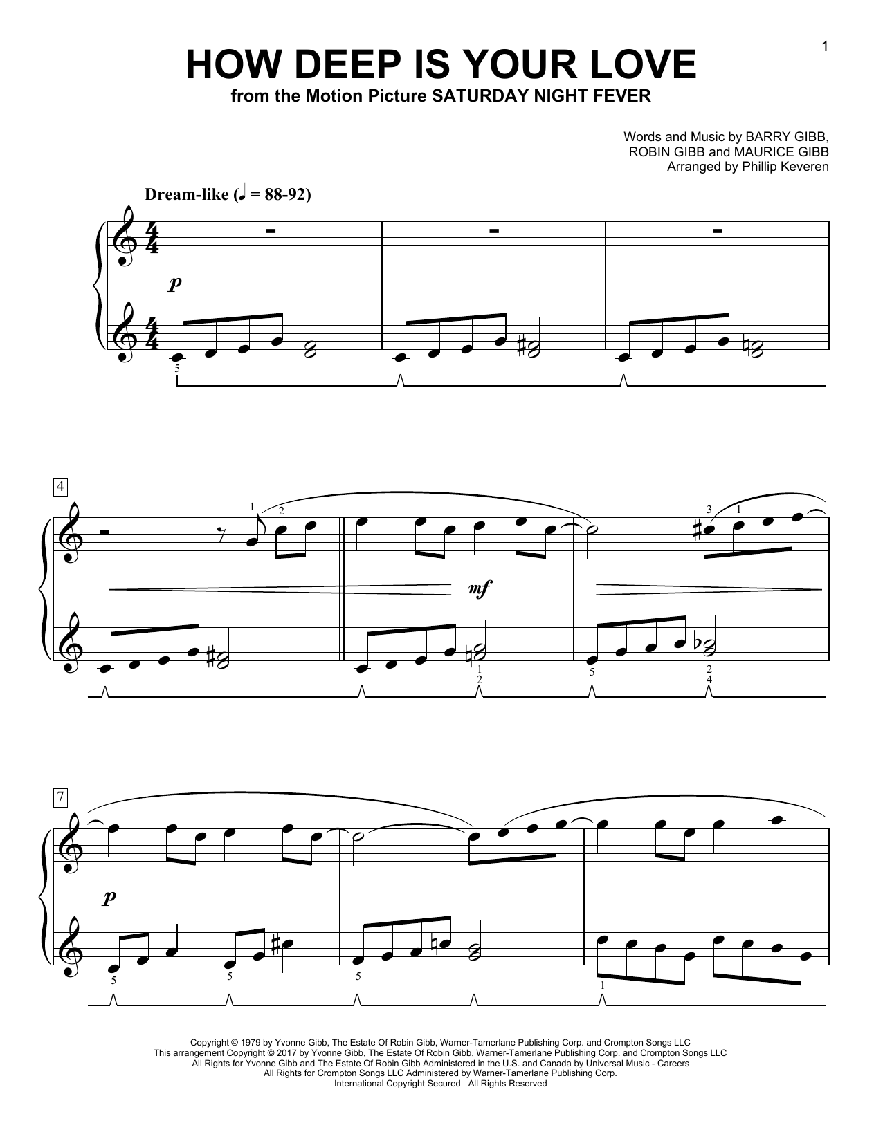Product picture to: How Deep Is Your Love [Classical version] (arr. Phillip Keveren)