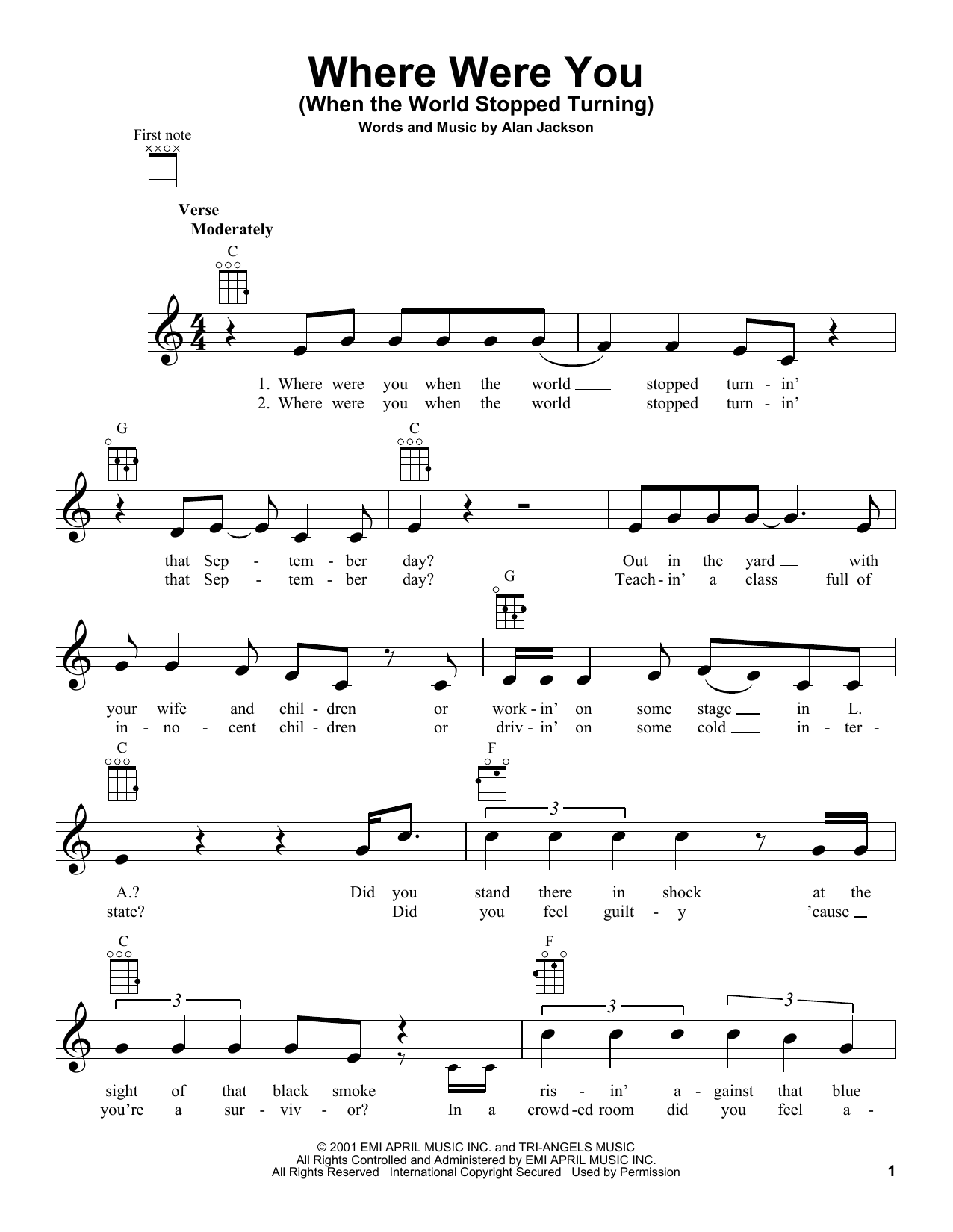 Product gallery: Page 1 of 1 Where Were You (When The World Stopped Turning), Alan Jackson