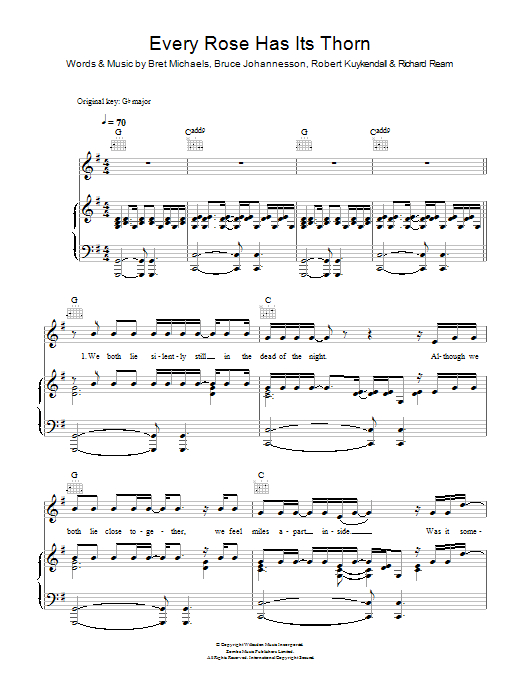 Produktgalerie: Seite 1 von 1 Every Rose Has Its Thorn, Poison, Gesang, Gitarre, Klavier