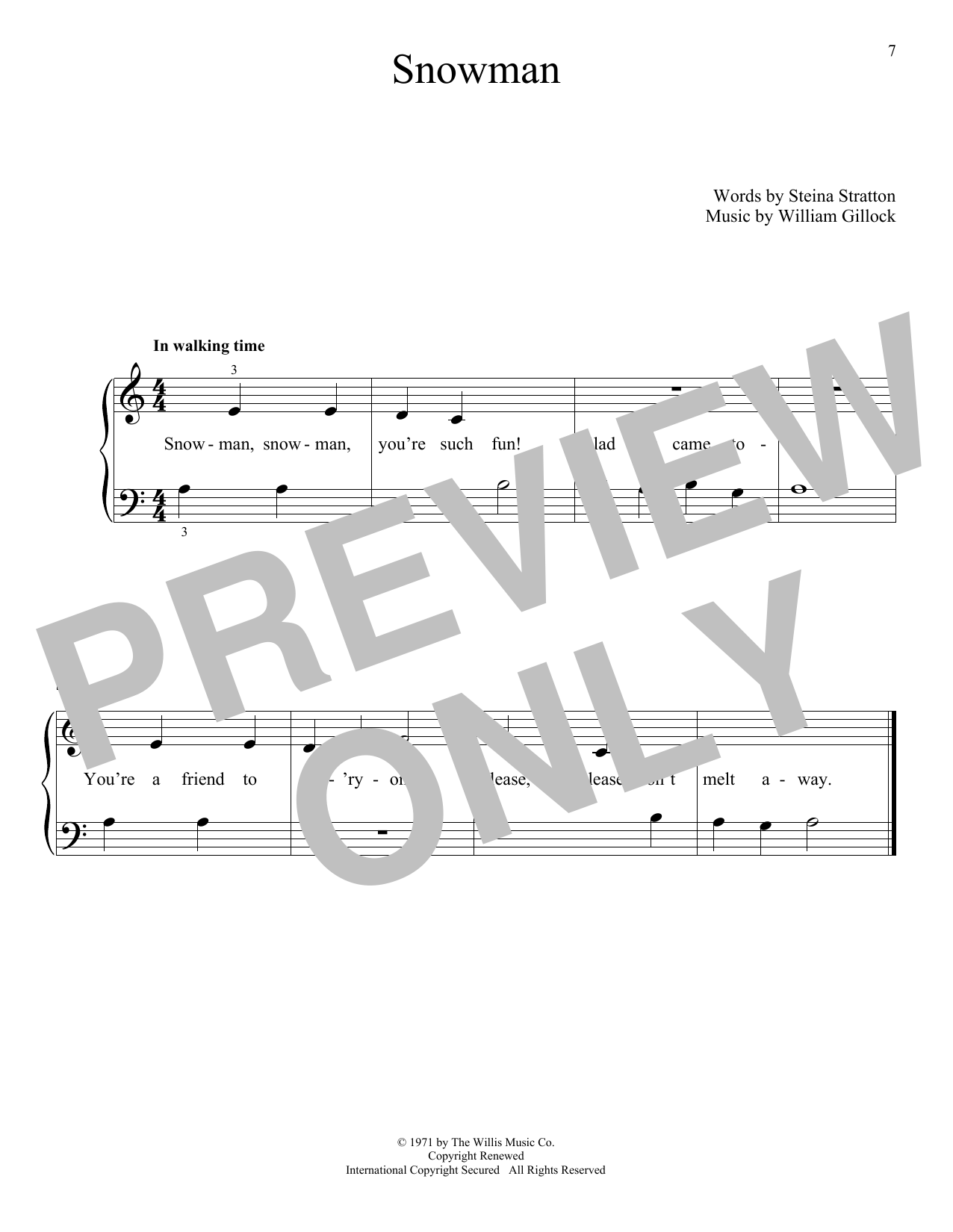 Produktgalerie: Seite 1 von 1 Snowman, William Gillock, Klavier
