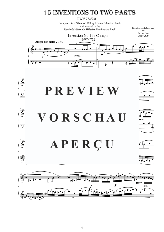 Produktgalerie: Seite 5 von 11 Inventionen und Sinfonien für zwei und drei Stimmen, , Klavier Solo - aus dem Klavierbüchlein von Wilhelm Friedemann Bach