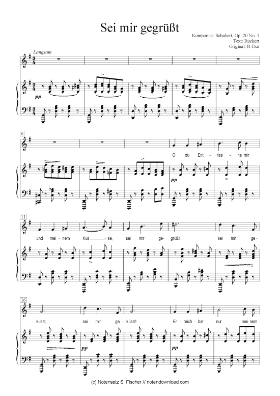 Product picture to: Sei mir gegrüßt  Schubert, Op. 20 No. 1