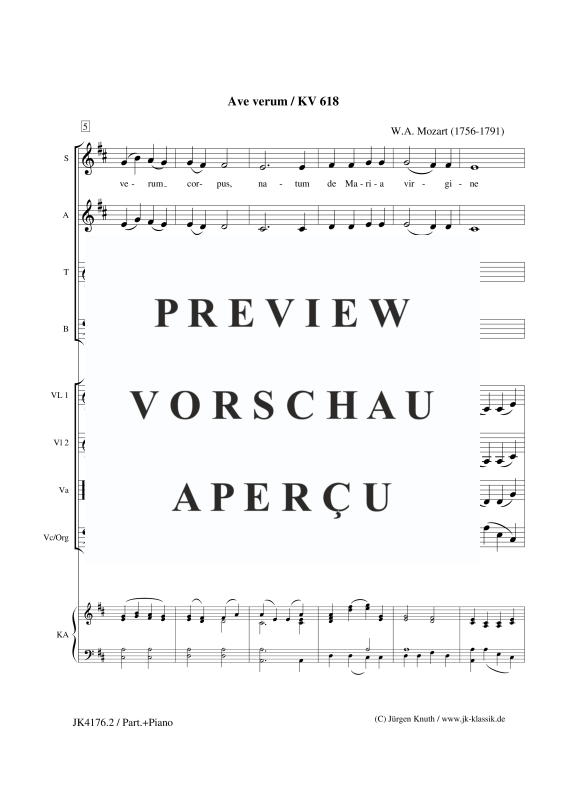 gallery: Ave verum KV 618, , Gemischter Chor, Streicher und Orgel/Klavier