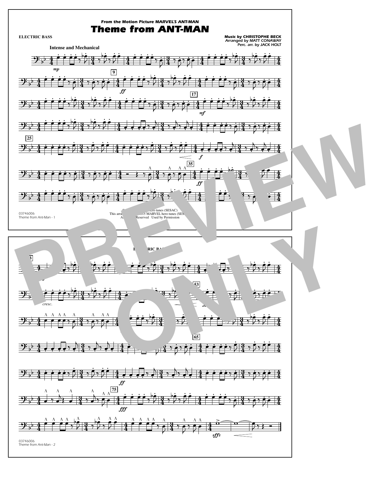 Product picture to: Theme from Ant-Man (Arr. Matt Conaway) - Electric Bass