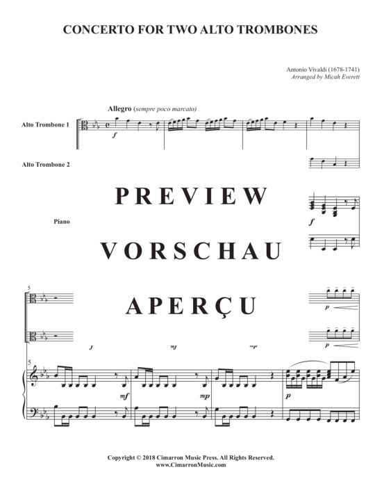 Product gallery: Page 3 of 21 Concerto for two alto trombones , , (2x alto trombone + piano)