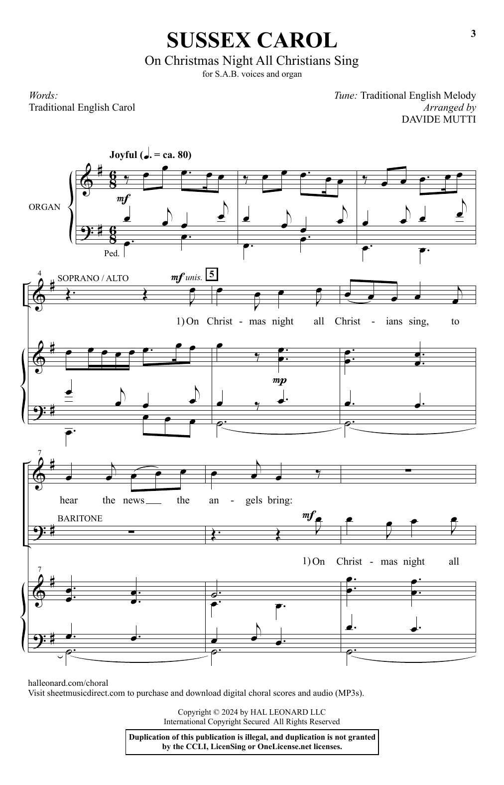 Produktbild zu: Sussex Carol (On Christmas Night All Christians Sing) (arr. Davide Mutti)