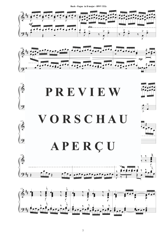 Produktgalerie: Seite 8 von 9 Fuge in D-Dur BWV 532c - Piano Version, , Klavier Solo