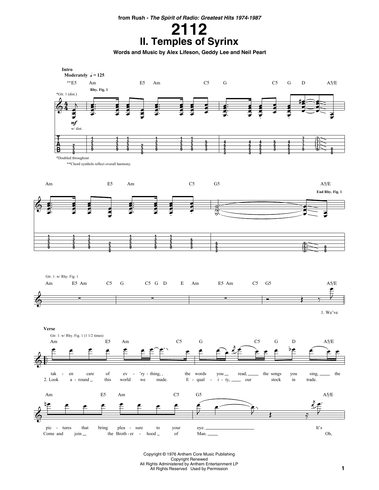 Produktgalerie: Seite 1 von 1 2112 - II. The Temples Of Syrinx, Rush, Gitarre