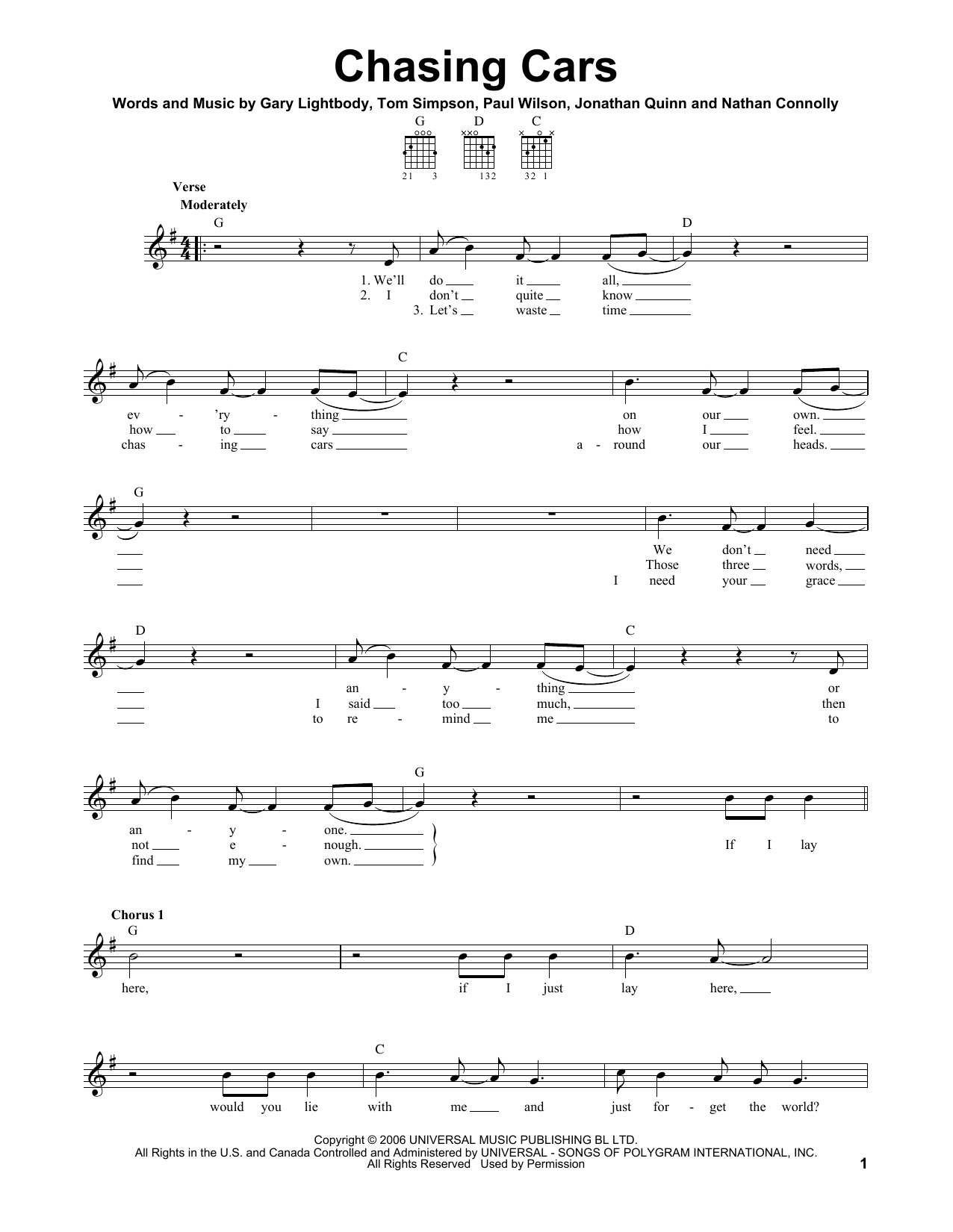 Produktgalerie: Seite 1 von 1 Chasing Cars, Snow Patrol, Gitarre