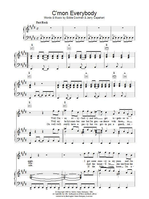 Produktgalerie: Seite 1 von 1 C'mon Everybody, Eddie Cochran, Gesang, Gitarre, Klavier