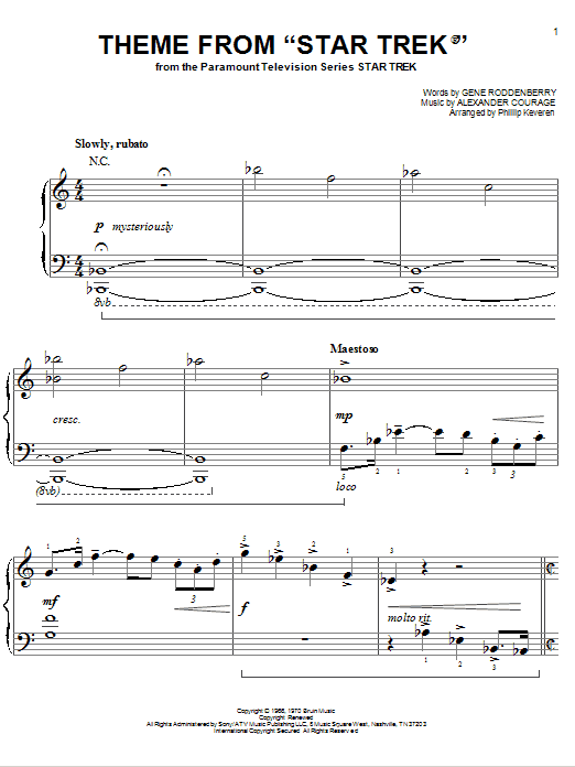 Product picture to: Theme from Star Trek (arr. Phillip Keveren)