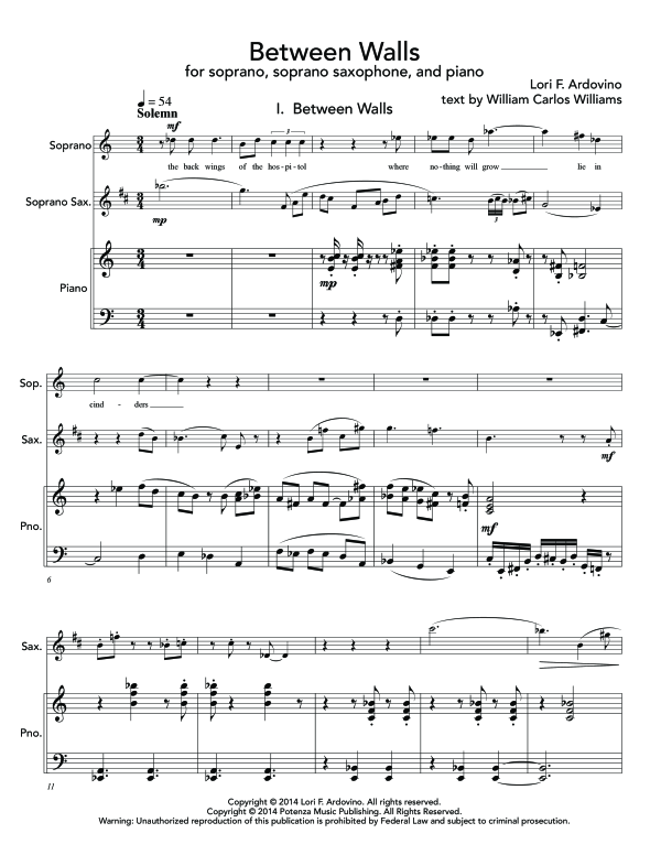 Produktgalerie: Seite 1 von 11 Between Walls, , (Trio Sopran, Sopran Saxophon und Klavier)
