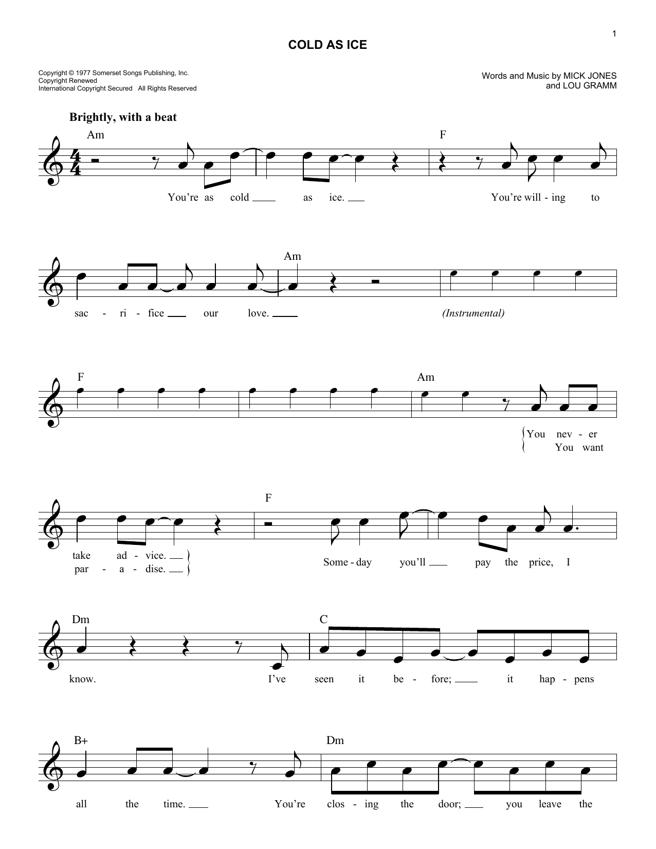 Product picture to:  Cold As Ice - Foreigner